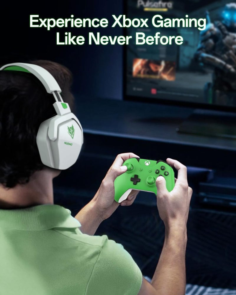 نوبو سماعة ألعاب N16 لأجهزة Xbox، PS5، PS4، PC، NS، Mac - سماعة رأس فوق الأذن مع ميكروفون، صوت ستيريو، سماعة سلكية بموصل صوت 3.5 مم (أبيض/أخضر) - Image 2