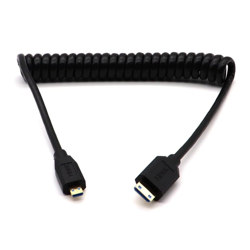 Disscool Ultra Thin HDMI Coiled High Speed Cable, Micro HDMI Male Type D to Mini HDMI Male Type C Connector Adapter Flexible Spring Extension Cables, 2.1V 8K@60Hz 4K@120Hz for Camera/Monitor(M to M) - Image 3