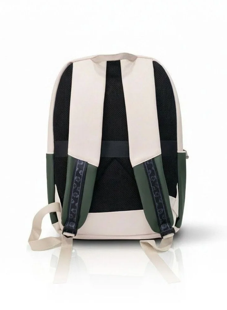 Monkey Troopers Beige-Olive Trippy Laptop Backpack Beige/Olive 15 inch With Padded Compartment Multiple Pocket Breathable Mesh Luggage Straps Key Ring  | Best Price UAE
