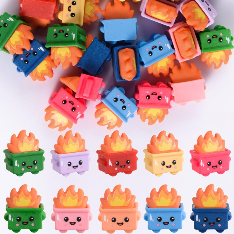 Festanlee 30 Pcs Mini Dumpster Trash Shape with Fire Figurines Tiny Resin Dumpster Fire Figures Positive Desk Decorations Encouragement Motivational Gifts for Teacher Coworker Staff (30, Multicolor) - Image 1