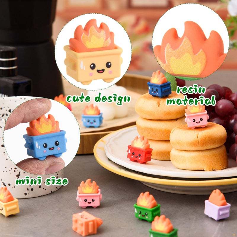 Festanlee 30 Pcs Mini Dumpster Trash Shape with Fire Figurines Tiny Resin Dumpster Fire Figures Positive Desk Decorations Encouragement Motivational Gifts for Teacher Coworker Staff (30, Multicolor) - Image 4