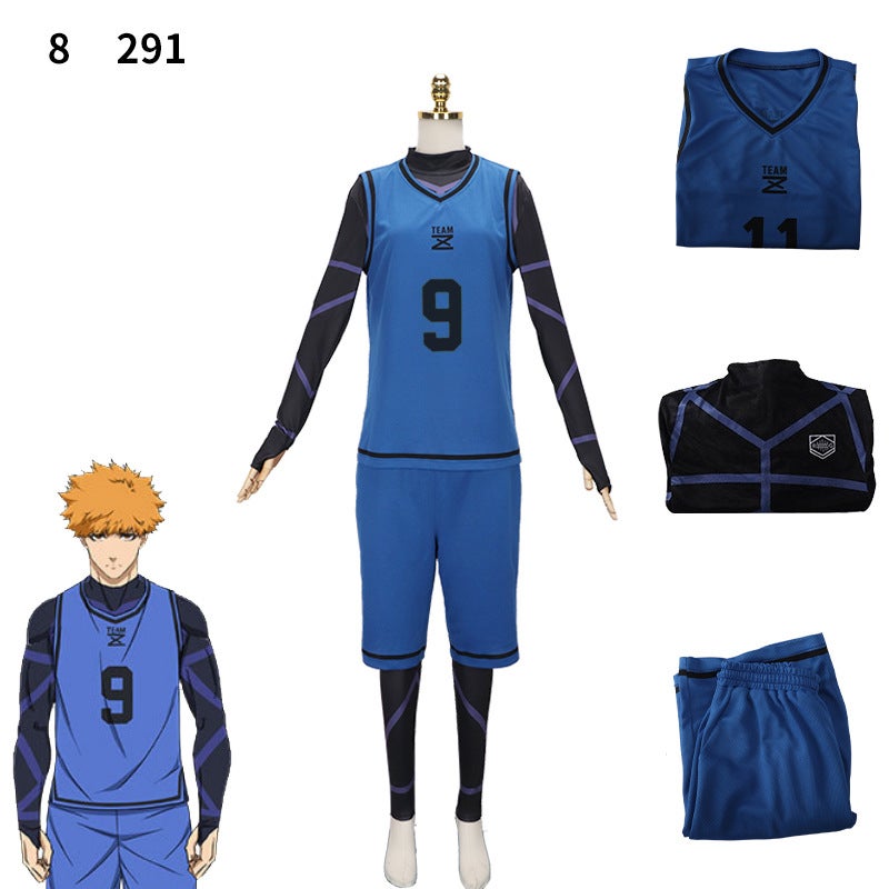 BLUELOCK blue prison cos clothing Jersey Jie Shiyi Bee Music Back thousand cut leopard Ma Guoguo God Lian Jie uniform Blue no. 9 + [jumpsuit] 