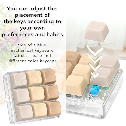 Cocoonkart 9 in 1 Keyboard Fidget Toy, Keyboard Fidget Keychain Anti-Stress Keyboard Decompression Button Finger Clicker Toys Stress Relief Fidget Gifts (Brown) - Image 3