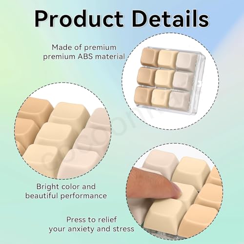 Cocoonkart 9 in 1 Keyboard Fidget Toy, Keyboard Fidget Keychain Anti-Stress Keyboard Decompression Button Finger Clicker Toys Stress Relief Fidget Gifts (Brown) - Image 4