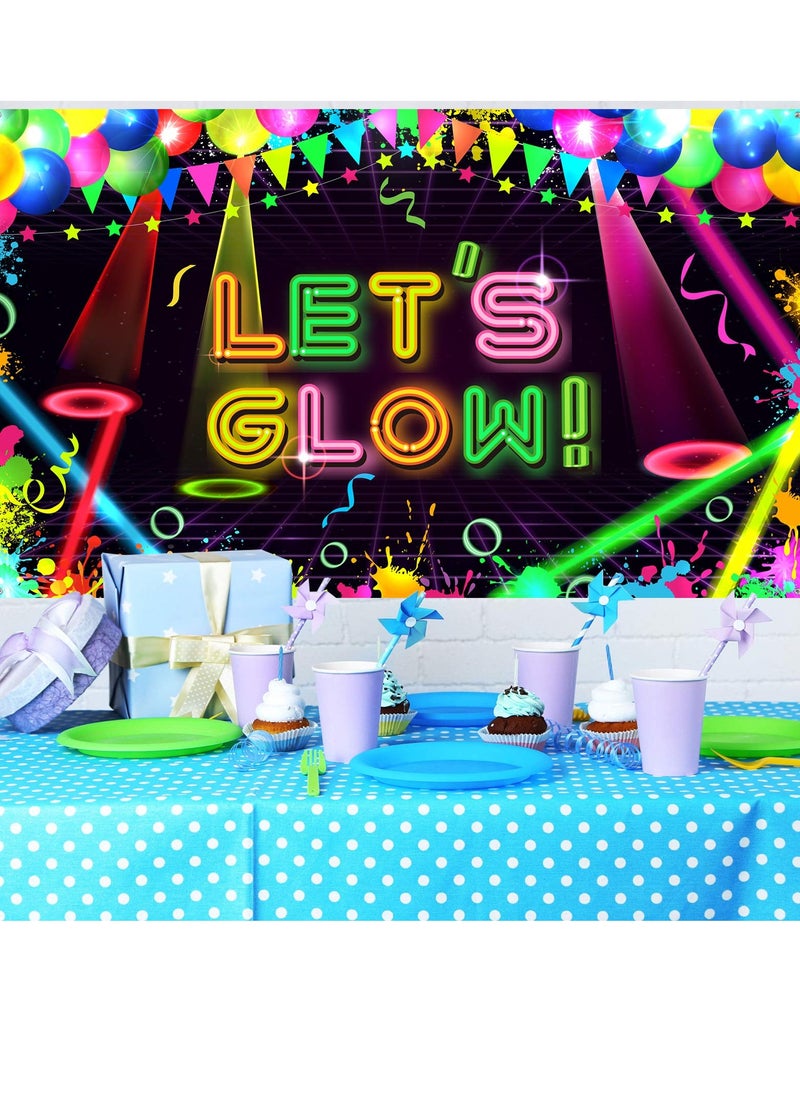 Excefore Disco Party Decorations Supplies, Neon Glow Party Backdrop Fabric, Birthday Party Backdrop, Neon Birthday Party Decorations for Neon Themed Party Birthday Party, 5.9 x 3.6 Ft  - Image 2