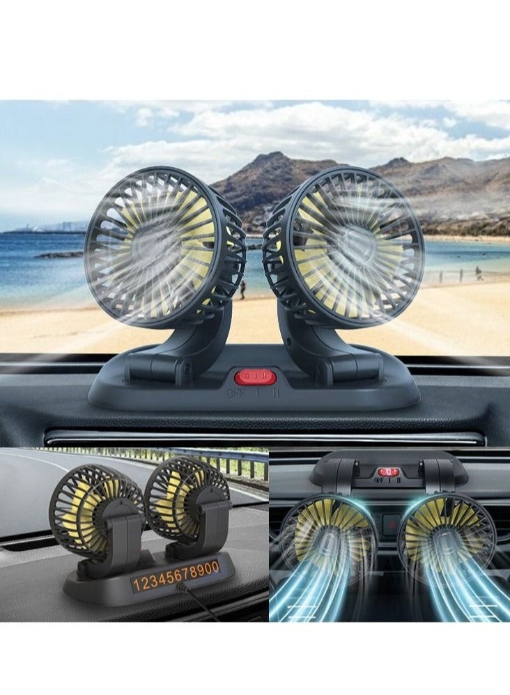 AL RAID 360 Degree Rotation Dual Head Car Fan 12V Strong Silent Electric Fan for Gasoline Cars - Image 5