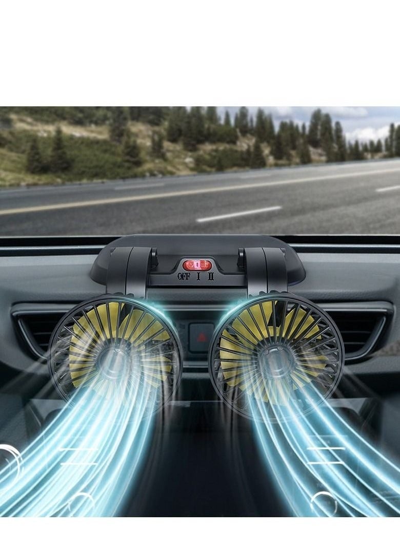 AL RAID 360 Degree Rotation Dual Head Car Fan 12V Strong Silent Electric Fan for Gasoline Cars - Image 3