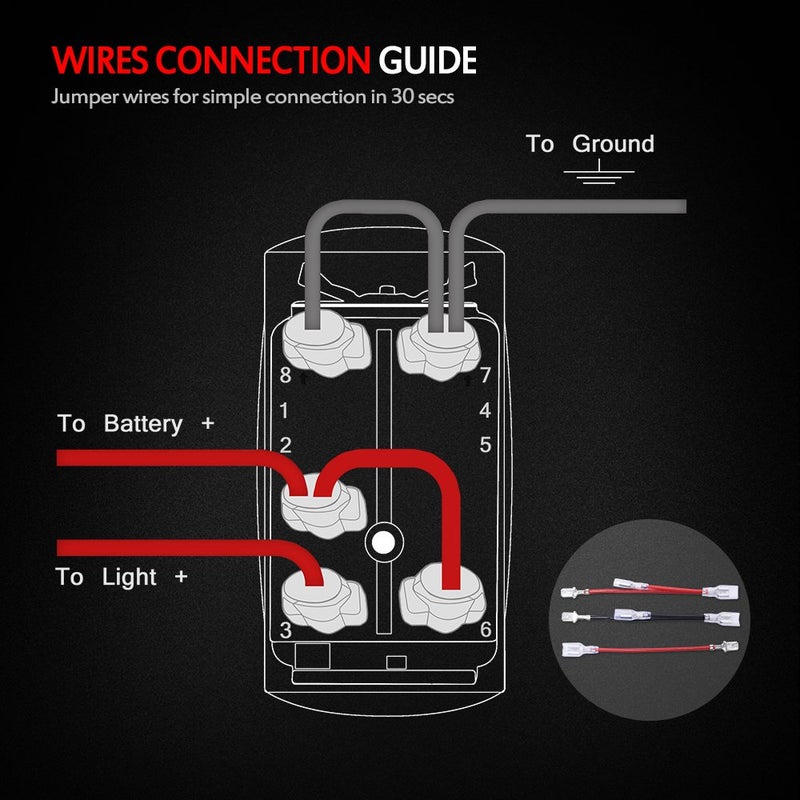 MICTUNING MIC-LSW1 5Pin Laser Lighted Whip Rocker Switch On-Off LED Light 20A 12V, Blue - Image 4