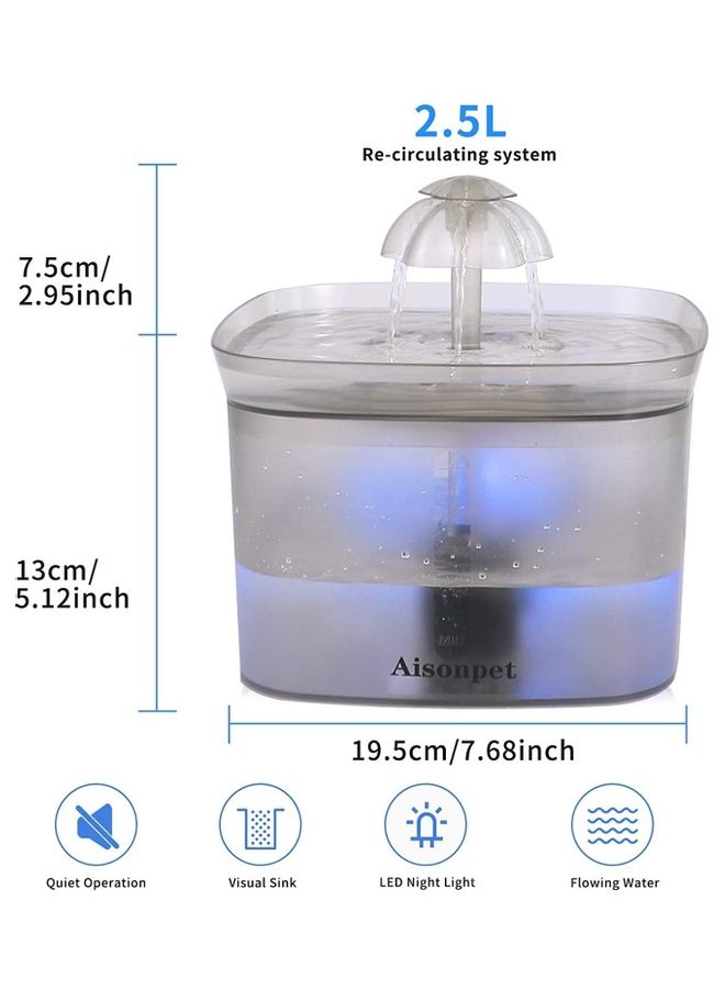 شو وو نافورة آلية لشرب الماء للحيوانات الأليفة رمادي - Image 4