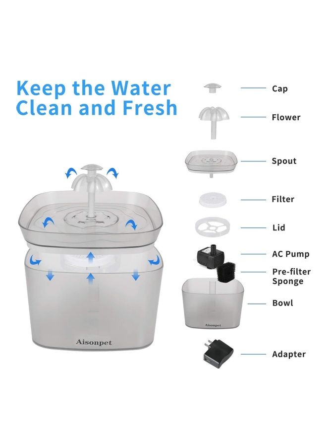 شو وو نافورة آلية لشرب الماء للحيوانات الأليفة رمادي - Image 3