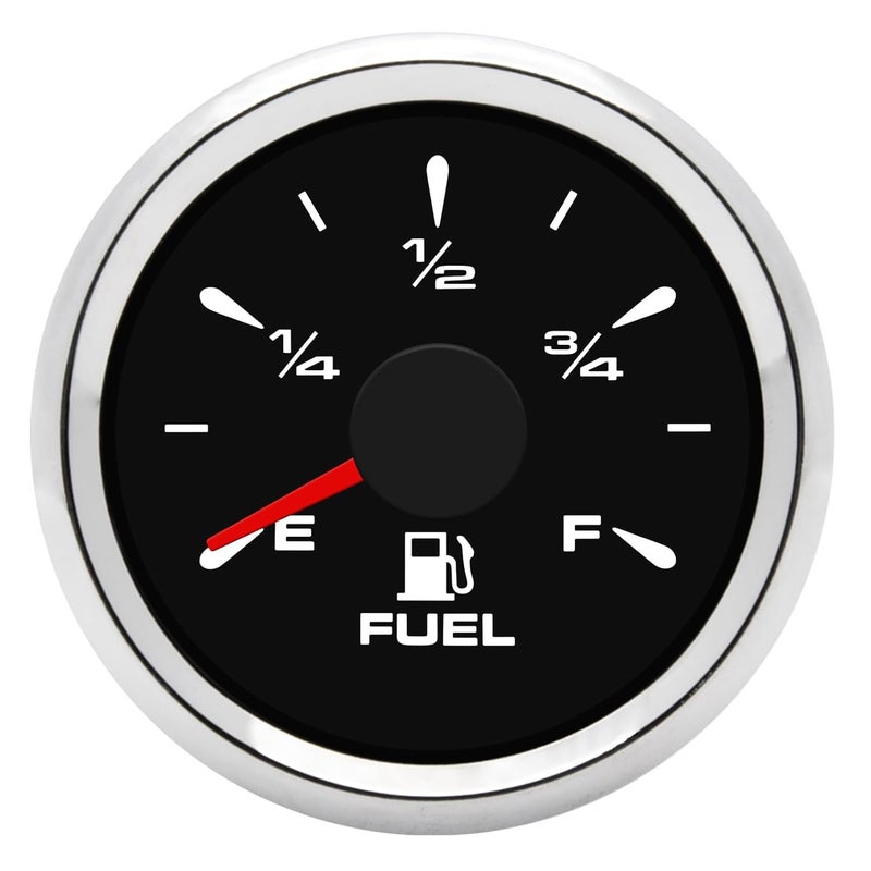 Geloo Marine Fuel Gauge 52mm Digital Boat Gauge Replacement 240-33ohm 0-190ohm Signal Adjustable with 8 Colors Backlight for Motorcycle Boat Car-Sliver - Image 1