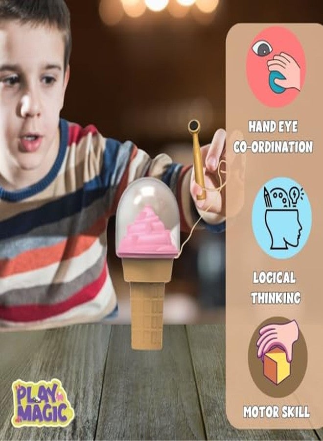 PlayMagic 2 in 1 Sweet Treats Magnetic Ball Drop Game|Ice Cream Shape Pickup and Drop Magnetic Board Game|Indoor Outdoor Puzzle Toy Cone Shape with Storage|Best Birthday Gift for Kids 3+|Made in India - Image 3