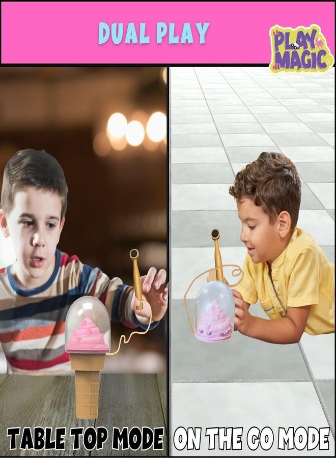 PlayMagic 2 in 1 Sweet Treats Magnetic Ball Drop Game|Ice Cream Shape Pickup and Drop Magnetic Board Game|Indoor Outdoor Puzzle Toy Cone Shape with Storage|Best Birthday Gift for Kids 3+|Made in India - Image 5