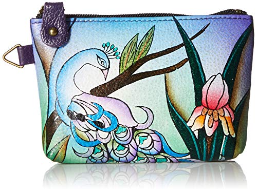 Anna by Anuschka Women's Hand Painted Genuine Leather Coin Pouch - Midnight Peacock - Image 4