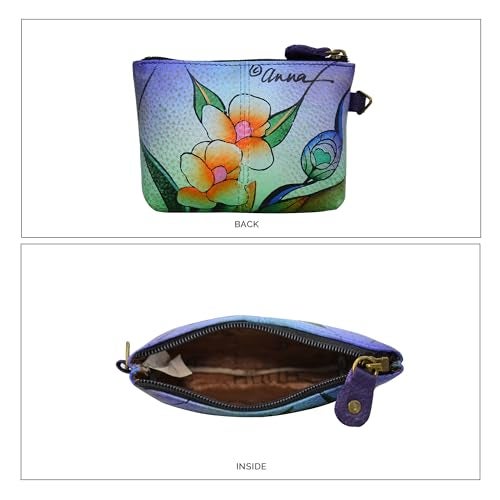 Anna by Anuschka Women's Hand Painted Genuine Leather Coin Pouch - Midnight Peacock - Image 3