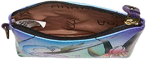Anna by Anuschka Women's Hand Painted Genuine Leather Coin Pouch - Midnight Peacock - Image 5