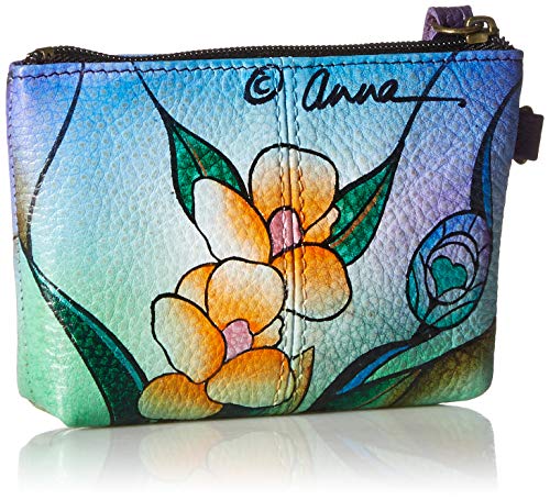 Anna by Anuschka Women's Hand Painted Genuine Leather Coin Pouch - Midnight Peacock - Image 2
