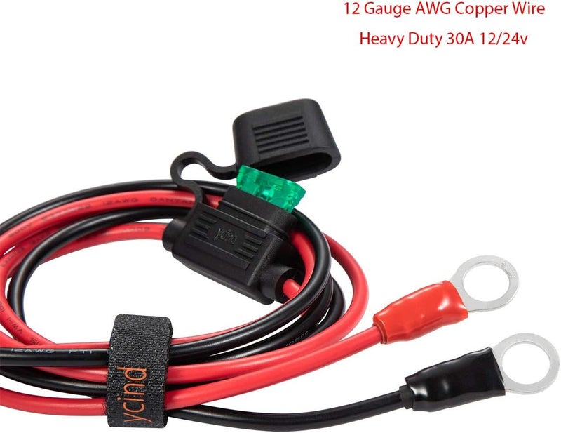 YCIND DIY Series Female Cigarette Lighter Socket Dual USB Charging Power Outlet with 30A Fuse - 12V Car Truck Boat Marine RV Mobile DIY Kit 12AWG Cord 6Ft - Image 4