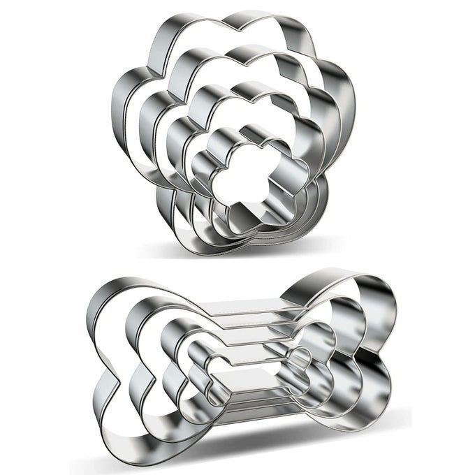 DOG BONE AND DOG PAW PRINT COOKIE CUTTERS BAKING SET 8 PIECES STAINLESS STEEL METAL BISCUIT COOKIE MOLD FOR HOMEMADE TREATS