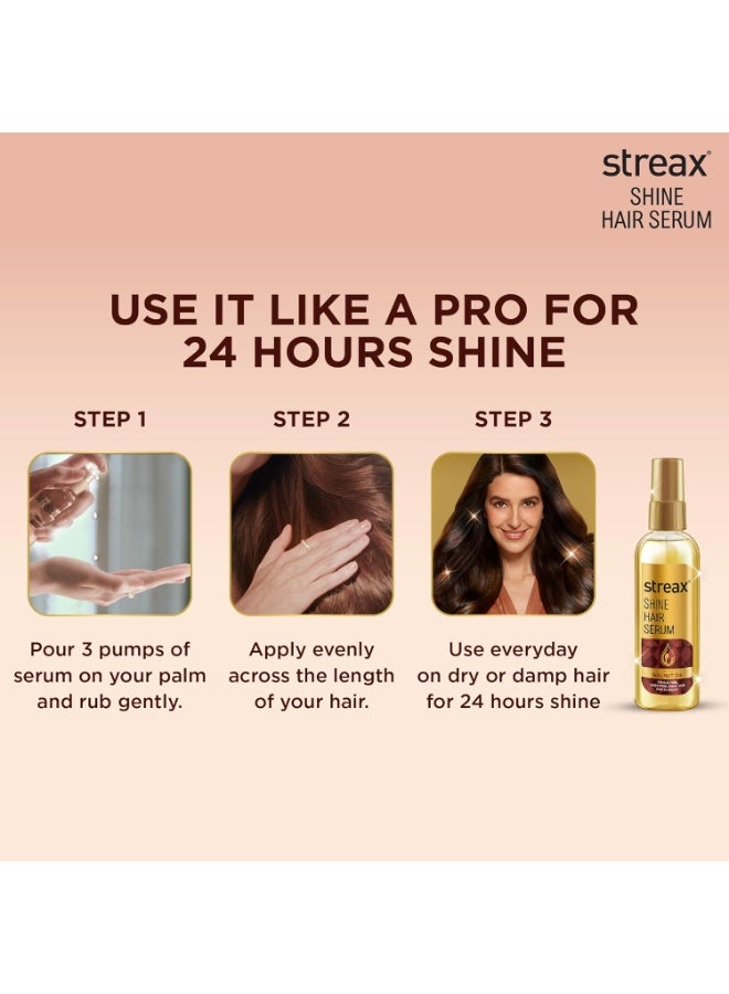 Streax Hair Serum 115ml, Hair serum for Dry & Frizzy Hair, for Women & Men, for Curly Hair, Wavy Hair, Straight Hair, Silk & Shine Vitalised with Walnut Oil - Image 3