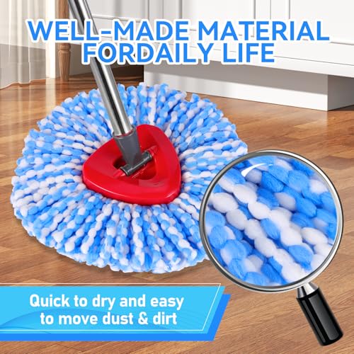 BywoBywo 7 Pack Spin Mop Head for O-Ceda RinseClean 2 Tank System, 4 Triangle Microfiber Mop Replacement Refills, 2 Upgraded Scrub Brush & Base Head Deep Clean Mop Head for Home Office Bathroom - Image 4