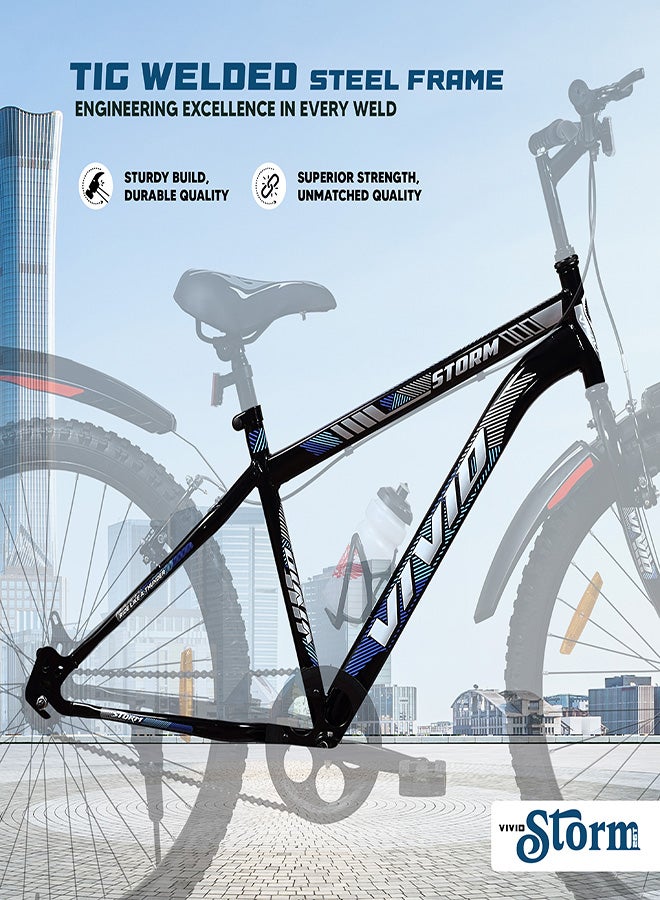 Vivid Storm 26 Inch Bike Without Integrated Carrier || Single Speed || Rigid  Suspension & V Brake || For Men || Black Color || Frame Size-18 Inch  - Image 5