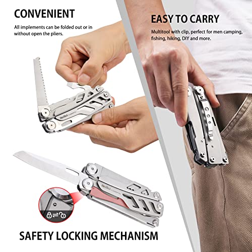 NexTool Flagship Pro Multitool, Foldable Utility Knife with Safety Locking, EDC Multitool with Pocket Knife, Full Size Scissors, Can Opener for Camping, Survival, Fishing, Cool Gifts for Men - Image 2