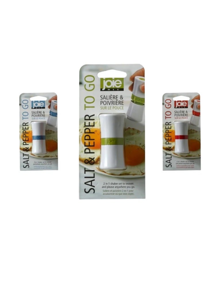 Joie Salt & Pepper To Go 2-in-1 Set, Portable Spice Grinder for Salt & Pepper, Kitchen & Travel Seasoning, Assorted Color - 1 piece - Image 1