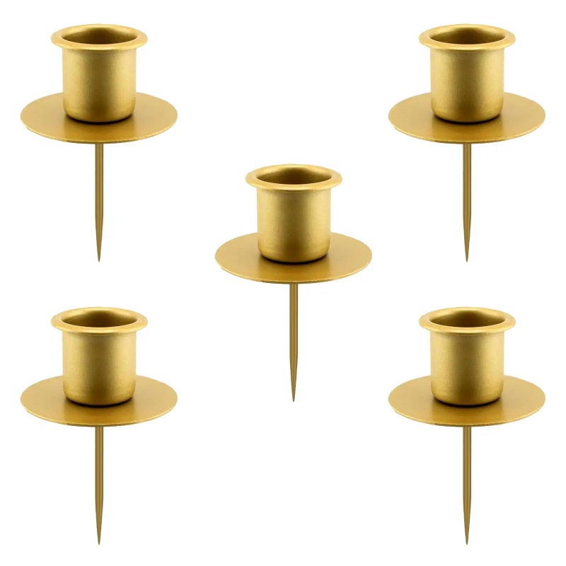 White Metal Cone Candle Set Of 5 With Tabletop Holder Stylish Design - Image 2