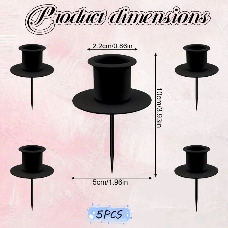 White Metal Cone Candle Set Of 5 With Tabletop Holder Stylish Design - Image 1