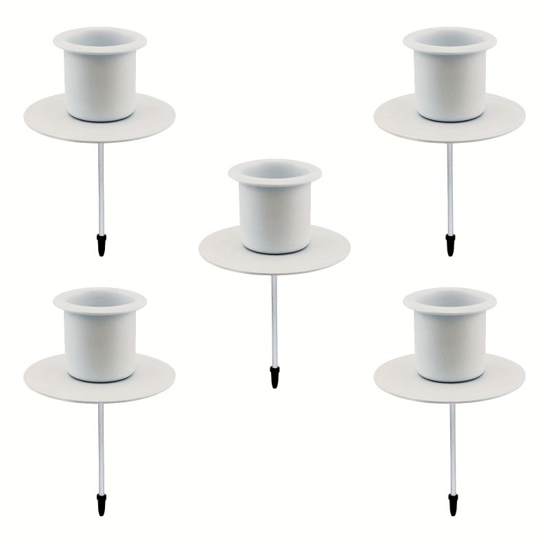 White Metal Cone Candle Set Of 5 With Tabletop Holder Stylish Design - Image 4