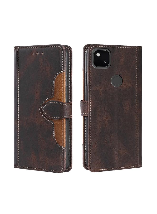 زبون جراب لهاتف Google Pixel 4a مصنوع من الجلد بمشبك مغناطيسي على شكل قبعة من القش مع حامل وفتحات للبطاقات ومحفظة - Image 1