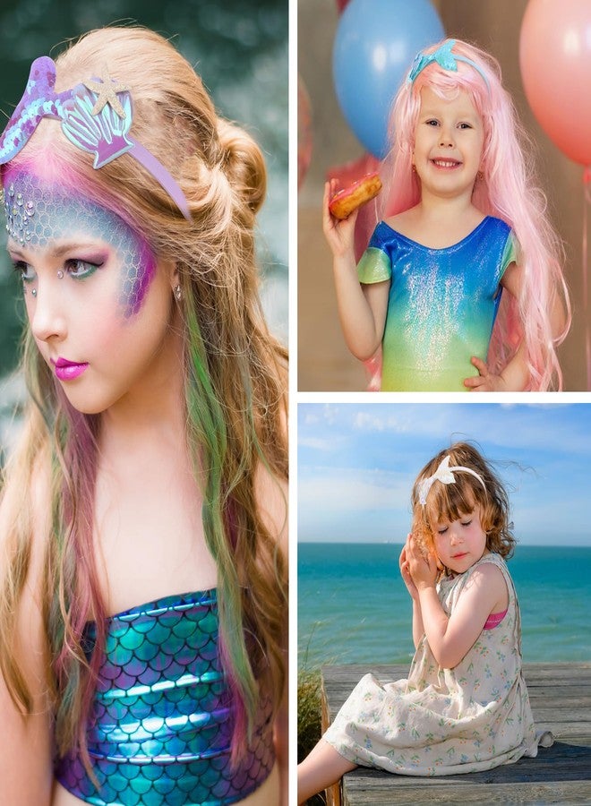 YARIEW 6 Pcs Mermaid Tail Headbands with Glitter Sequins and Starfish for Girls' Hair Accessories, Mermaid Party Decorations Gifts (Set 1) - Image 5