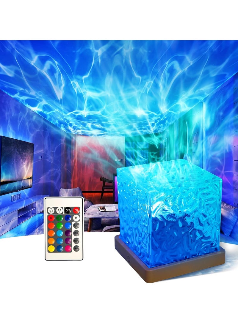 كيمايا مصباح ليلي بـ ١٦ لونًا من تموجات الماء - مصباح شعلة رومانسي بجانب السرير مع عرض سماء مرصعة بالنجوم وأمواج المحيط | هدية مثالية للمنزل والأزواج - Image 4