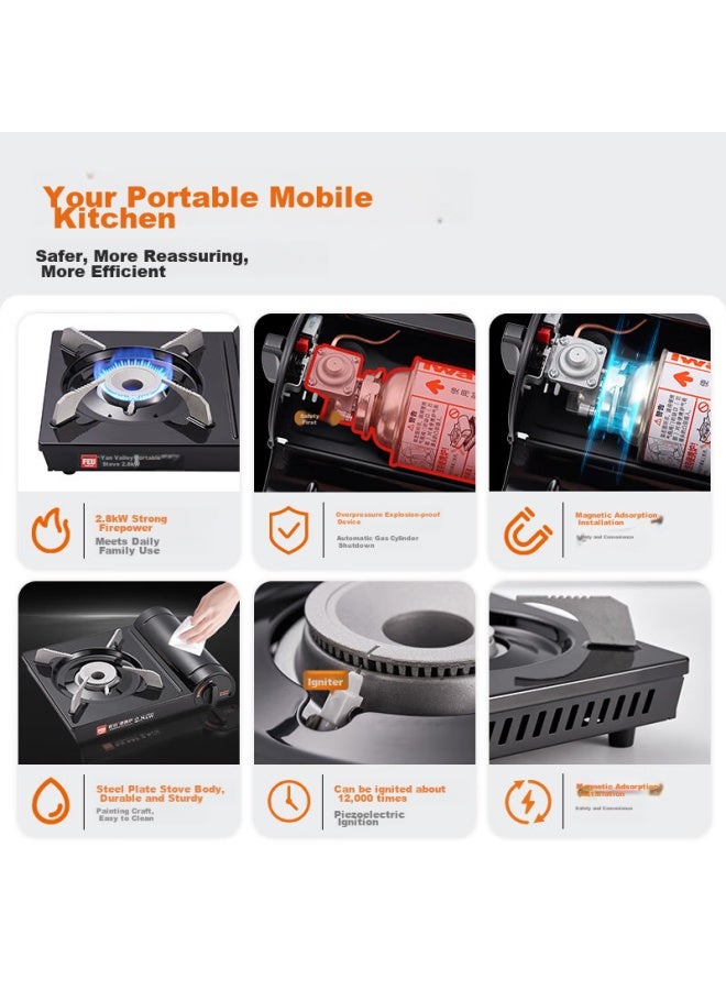 Iwatani Portable Camping Stove, Outdoor Cooking Equipment For Camping And Self-driving Tours, 2.8kw Heat Output, Zb-19m, Black - Image 2