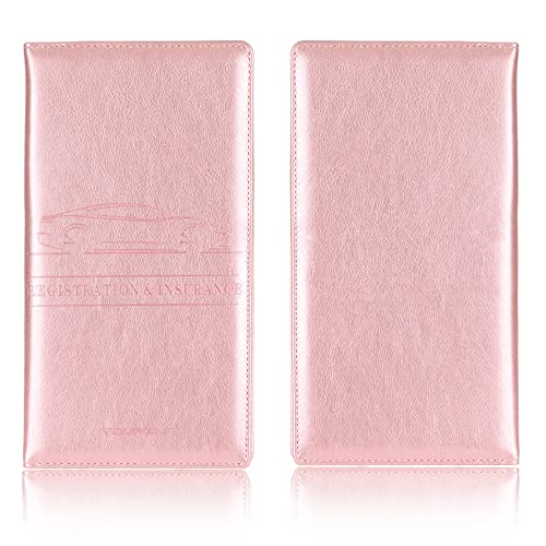 TOURSUIT Car Registration and Insurance Card Holder, Vehicle License Document Glove Box Compartment Organizer, Interior Car Accessories for Women Men Teens (Rose Gold) - Image 3