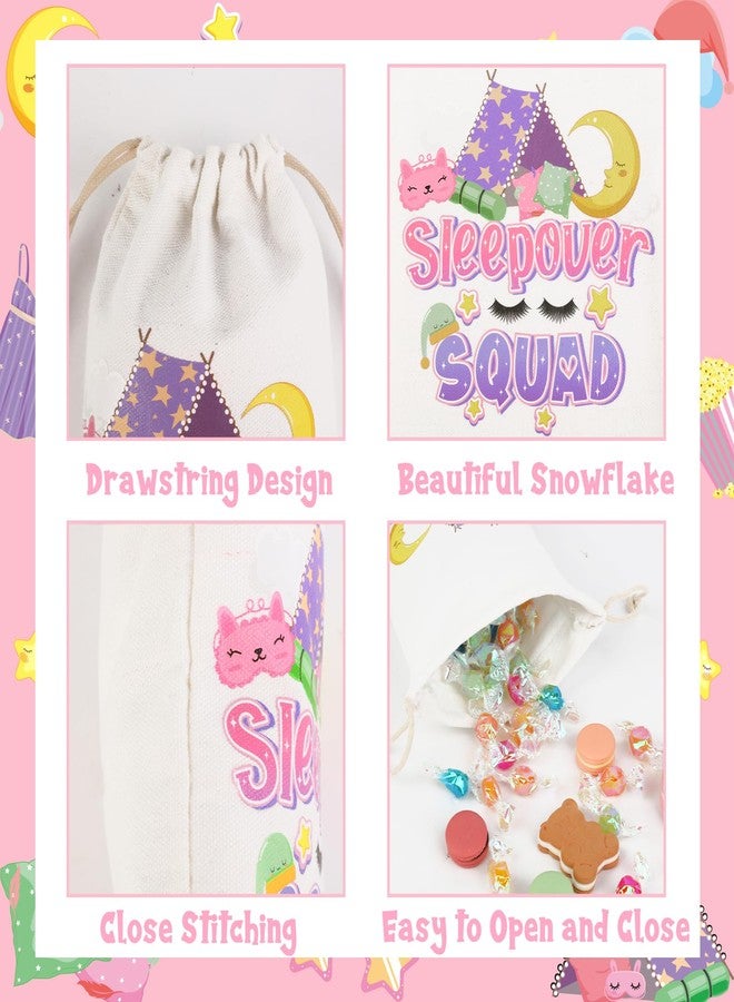 Serencatcher 12Pcs Pajama Drawstring Bags, Sleep Over Party for Girls Decorations, Sleepover Squad Small Gift Treat Goodie Bags 7.87x5.91 inches for Slumber Sleepover Spa Makeup Party Favors - Image 3
