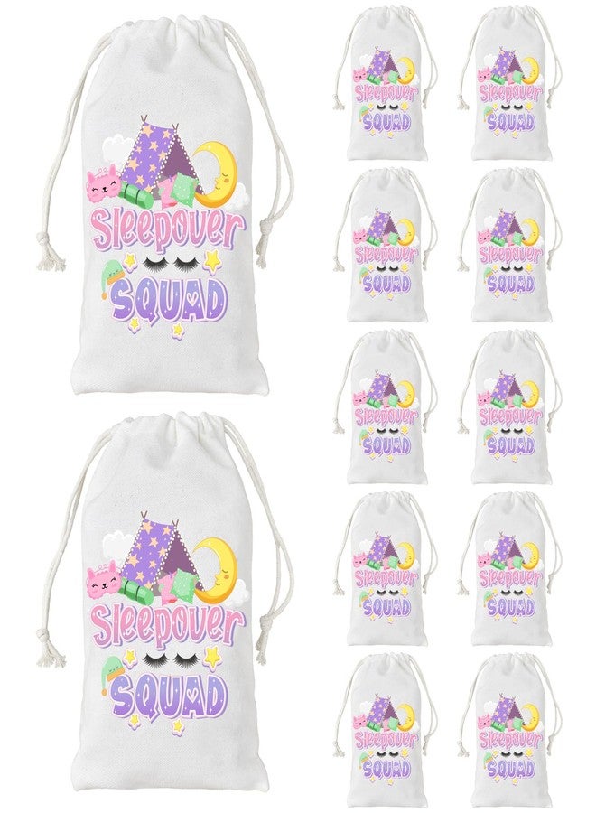 Serencatcher 12Pcs Pajama Drawstring Bags, Sleep Over Party for Girls Decorations, Sleepover Squad Small Gift Treat Goodie Bags 7.87x5.91 inches for Slumber Sleepover Spa Makeup Party Favors - Image 1