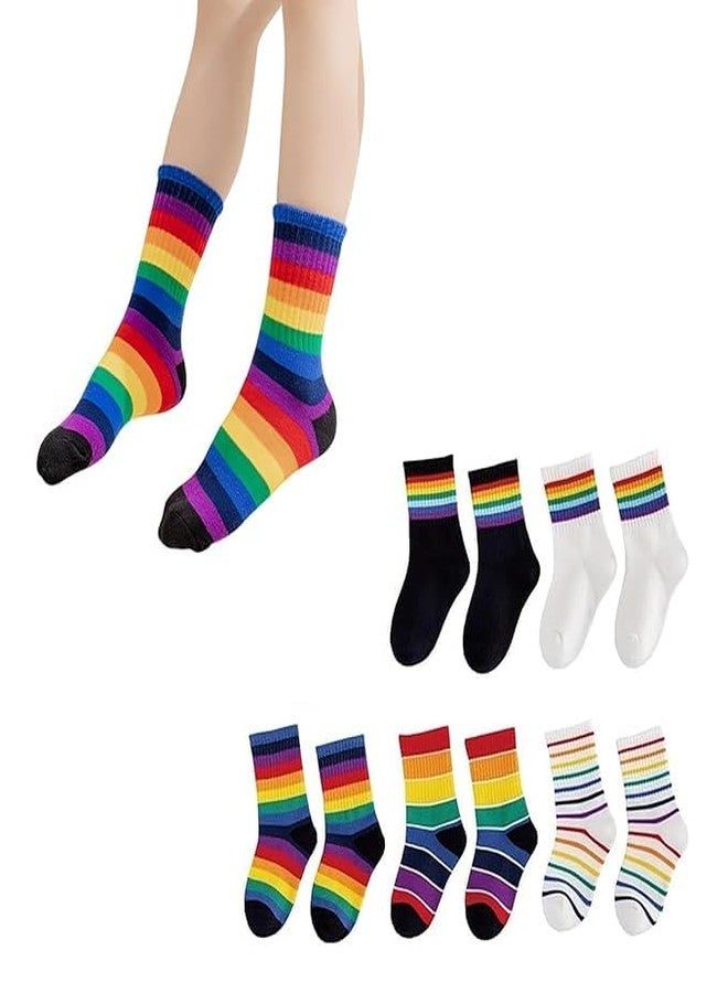 MOMISY 5 Pairs Girl Boys Tube Socks Toddlers Infant Solid Color Boat Spring and Autumn Socks Stretch Baby kids Sock (IN, Age, 6 Years, 8 Years, DarkRainbow/) - Image 1