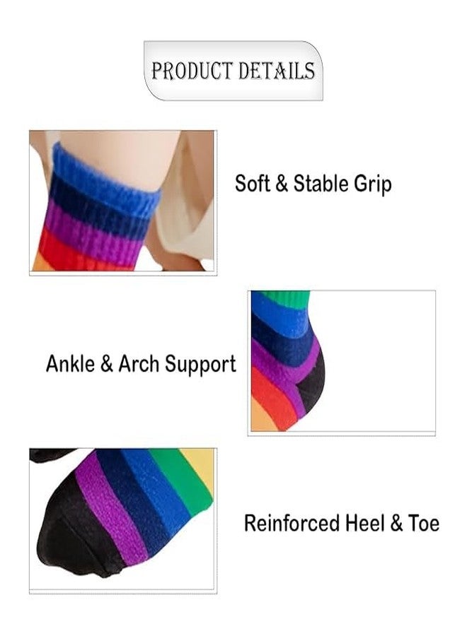 MOMISY 5 Pairs Girl Boys Tube Socks Toddlers Infant Solid Color Boat Spring and Autumn Socks Stretch Baby kids Sock (IN, Age, 6 Years, 8 Years, DarkRainbow/) - Image 4