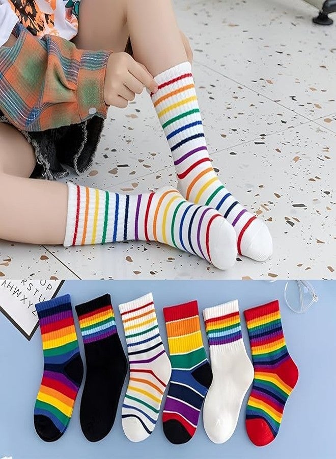 MOMISY 5 Pairs Girl Boys Tube Socks Toddlers Infant Solid Color Boat Spring and Autumn Socks Stretch Baby kids Sock (IN, Age, 6 Years, 8 Years, DarkRainbow/) - Image 2