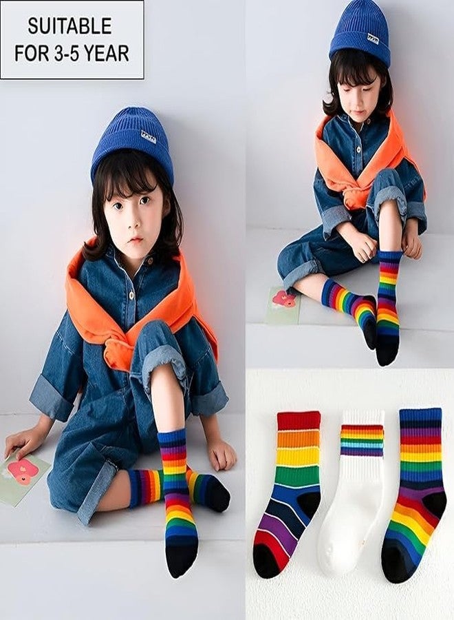 MOMISY 5 Pairs Girl Boys Tube Socks Toddlers Infant Solid Color Boat Spring and Autumn Socks Stretch Baby kids Sock (IN, Age, 6 Years, 8 Years, DarkRainbow/) - Image 5