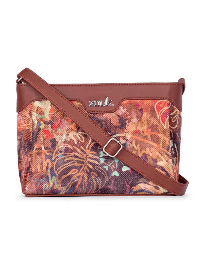 ZOUK Harmony Sling Bag | Crossbody Bags for Women | Women's Handbags | Stylish | Vegan Leather Evening Bag | Travel & Office Use | Purse and Wallet | FloLov Print - Image 1