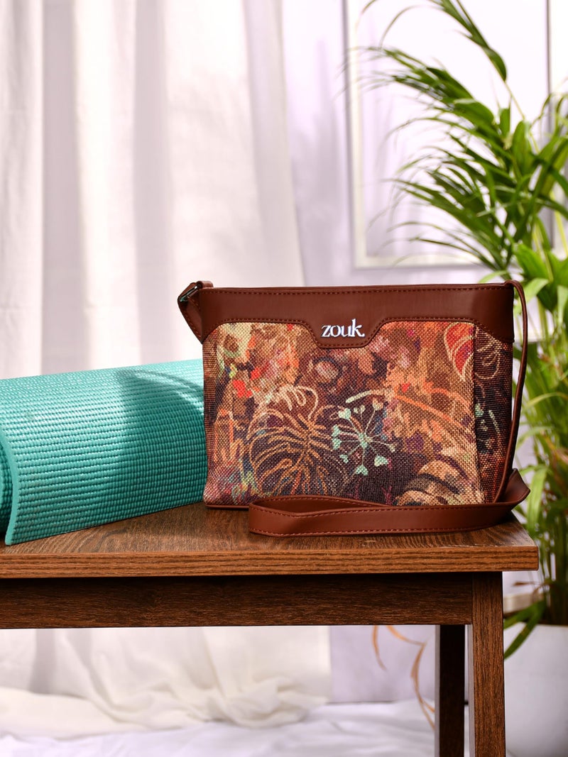 ZOUK Harmony Sling Bag | Crossbody Bags for Women | Women's Handbags | Stylish | Vegan Leather Evening Bag | Travel & Office Use | Purse and Wallet | FloLov Print - Image 3