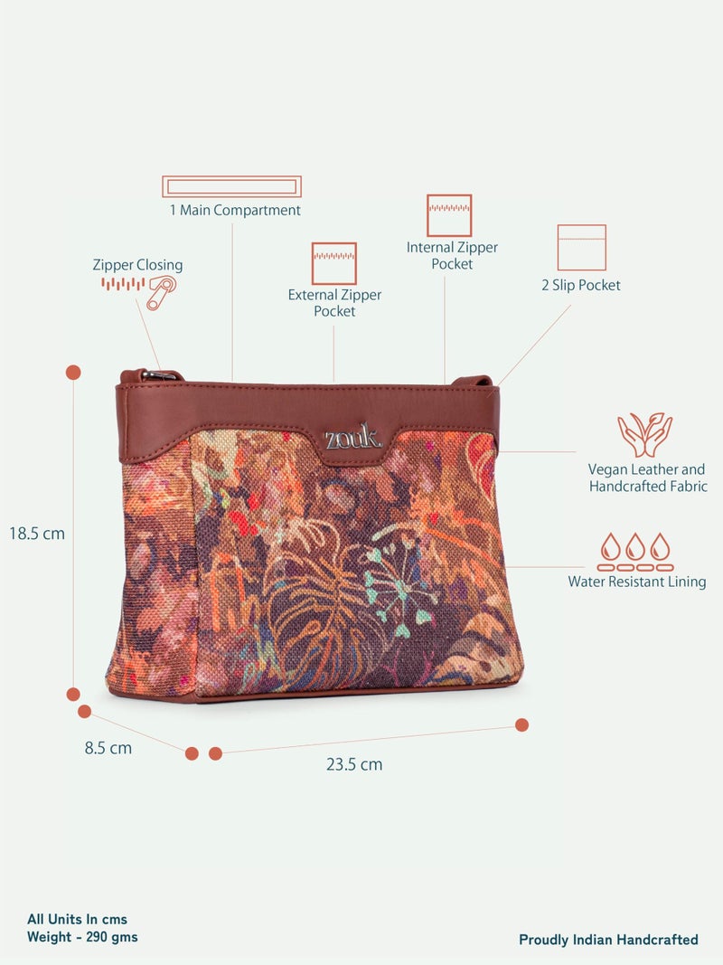 ZOUK Harmony Sling Bag | Crossbody Bags for Women | Women's Handbags | Stylish | Vegan Leather Evening Bag | Travel & Office Use | Purse and Wallet | FloLov Print - Image 4
