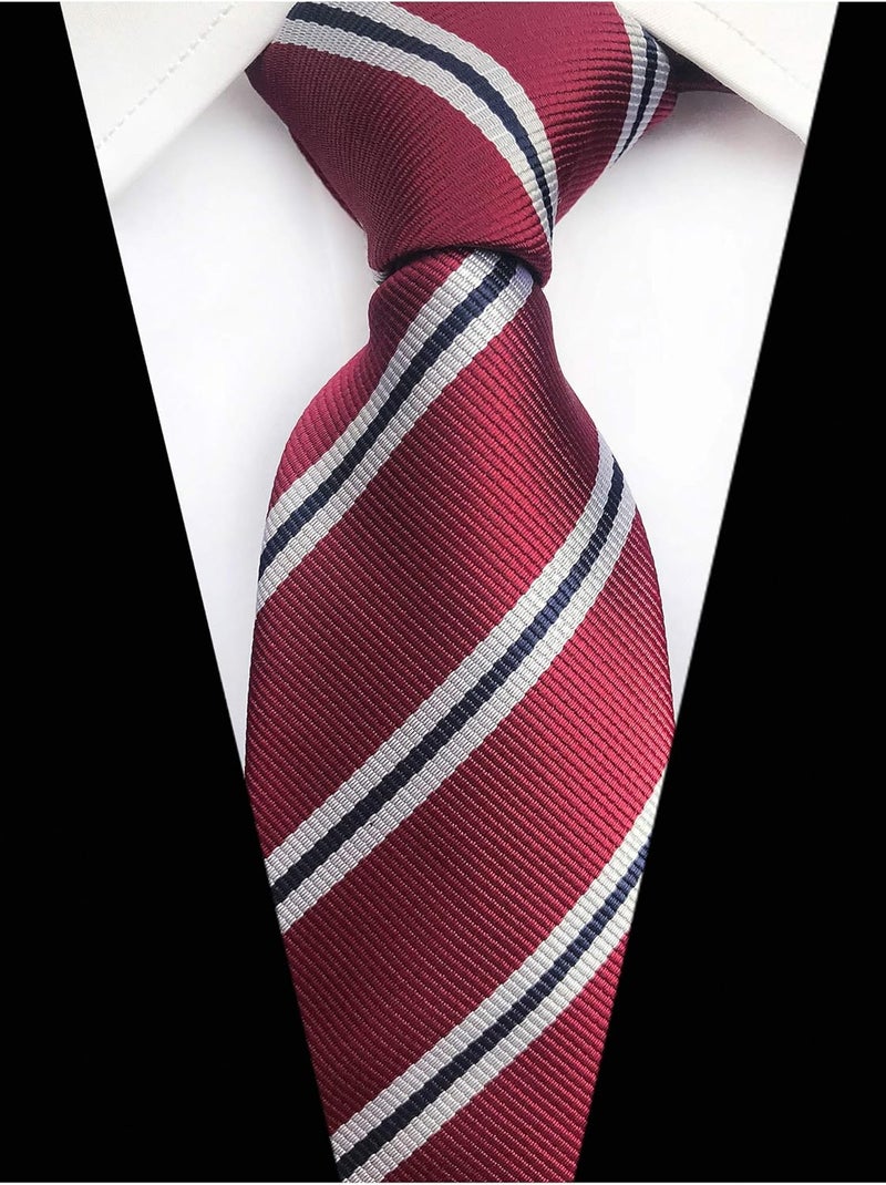 Secdtie Men's Classic Stripe Jacquard Woven Silk Tie Formal Party Suit Necktie - Image 2