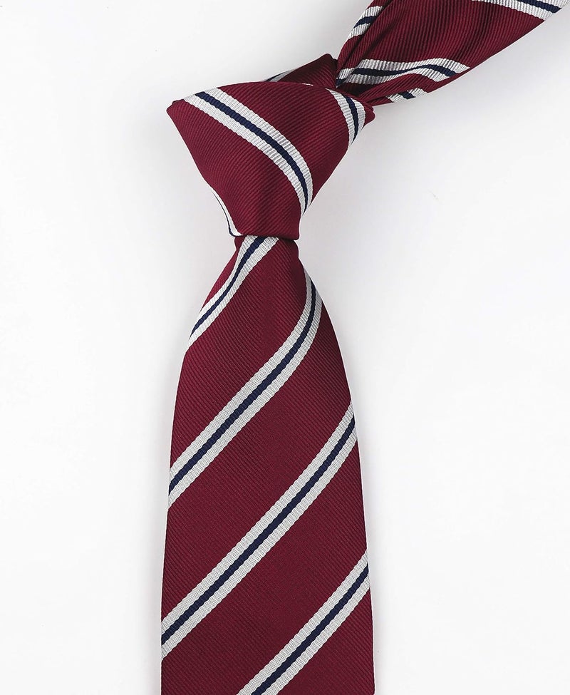 Secdtie Men's Classic Stripe Jacquard Woven Silk Tie Formal Party Suit Necktie - Image 4