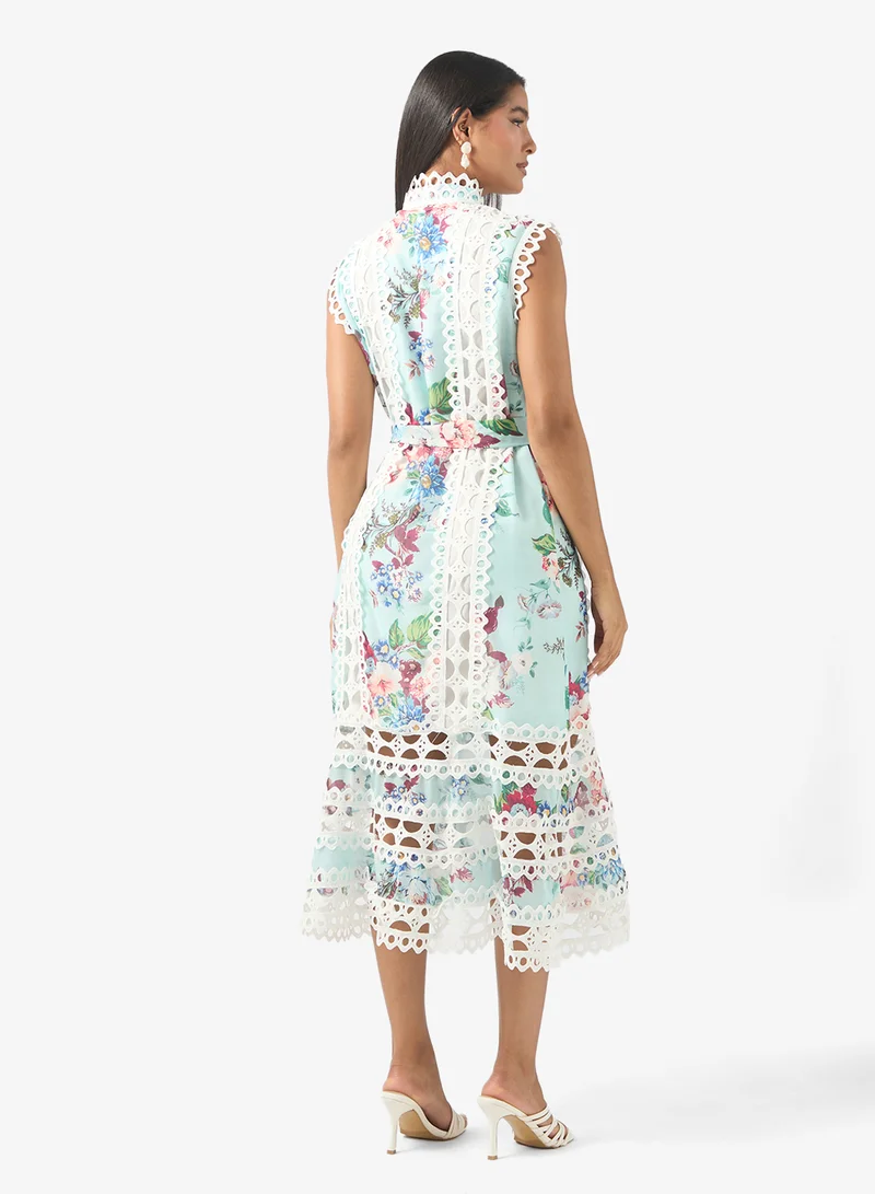 ELLA Shift Dress With Lace Inserts