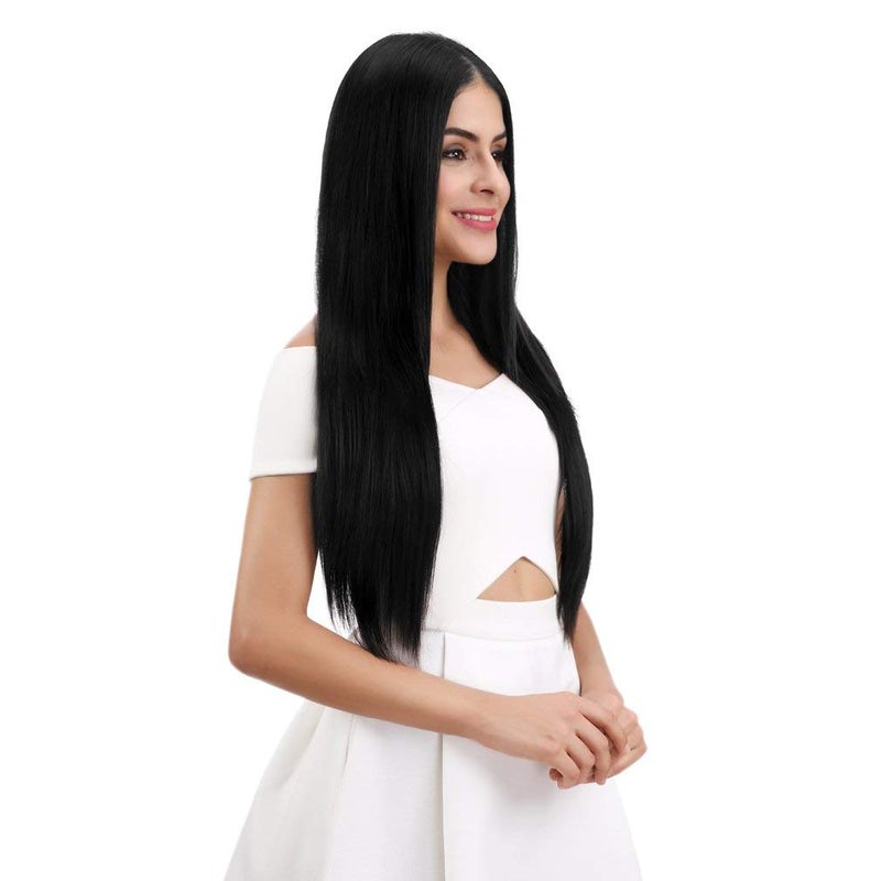 REECHO 24" Straight Long 4 PCS Set Thick Clip in on Hair Extensions Black Brown - Image 5
