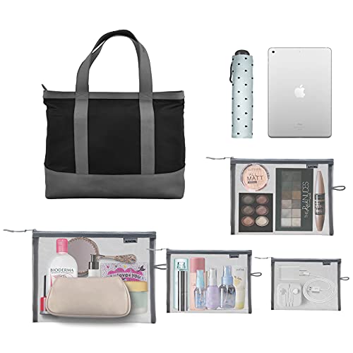 SUPACOOL Set of 8 Travel Mesh Makeup Bag, Cosmetic Organizer Pouches with Zipper, Diaper Organizing Pouches, Nylon Toiletries Bag for Women and Men(8pcs, Gray) - Image 5
